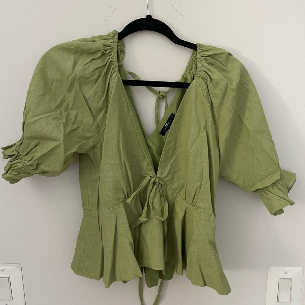 7 for All Mankind Green Women's Top front tie